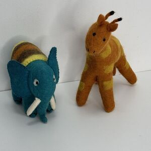 EN GRY & SIF Animal Toy Lot Wool Stuffed Elephant Giraffe SCANDINAVIAN